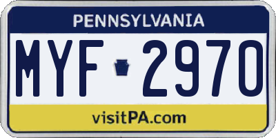 PA license plate MYF2970