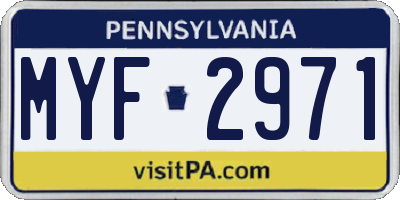 PA license plate MYF2971