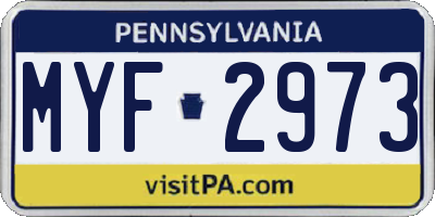 PA license plate MYF2973
