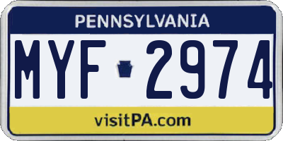 PA license plate MYF2974