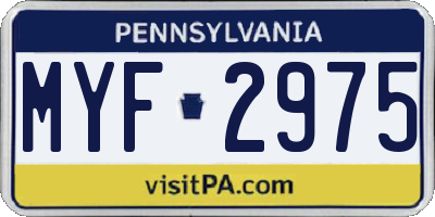 PA license plate MYF2975