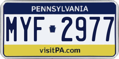 PA license plate MYF2977