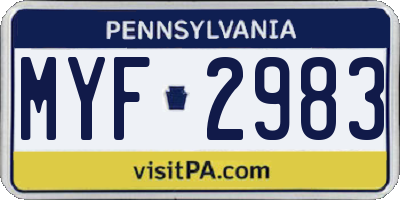 PA license plate MYF2983