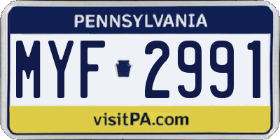 PA license plate MYF2991