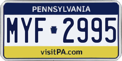 PA license plate MYF2995