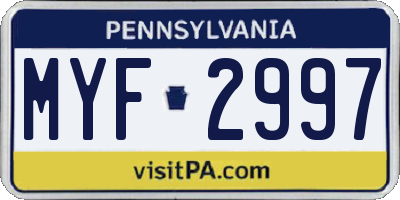 PA license plate MYF2997