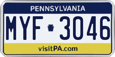 PA license plate MYF3046