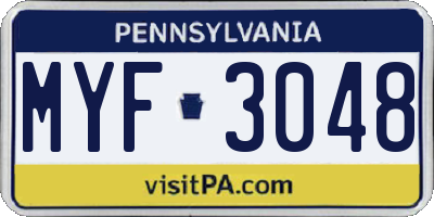 PA license plate MYF3048
