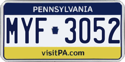PA license plate MYF3052