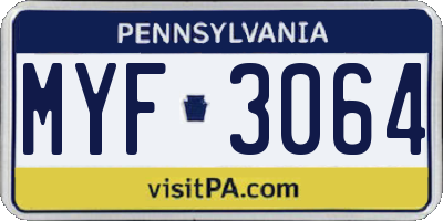PA license plate MYF3064