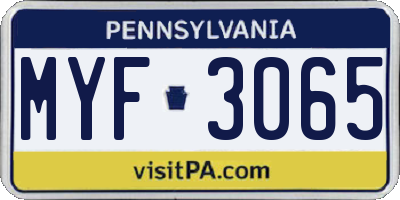 PA license plate MYF3065