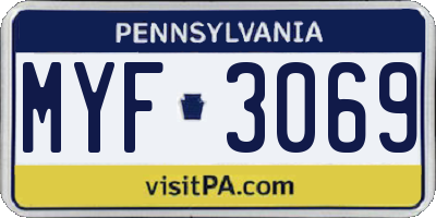 PA license plate MYF3069