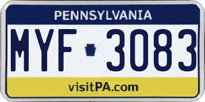 PA license plate MYF3083