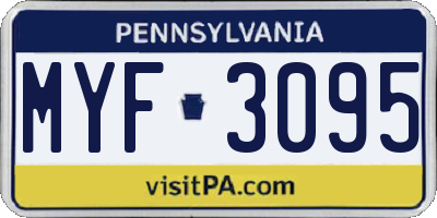 PA license plate MYF3095