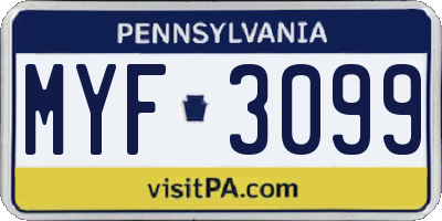 PA license plate MYF3099