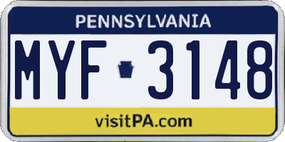 PA license plate MYF3148