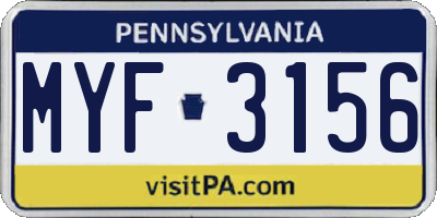 PA license plate MYF3156