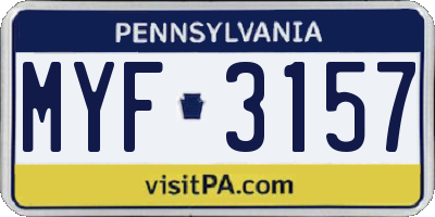 PA license plate MYF3157