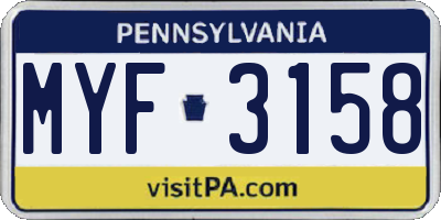 PA license plate MYF3158