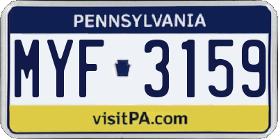 PA license plate MYF3159