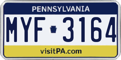 PA license plate MYF3164