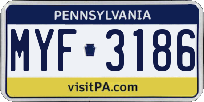 PA license plate MYF3186