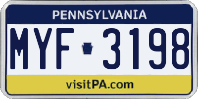 PA license plate MYF3198