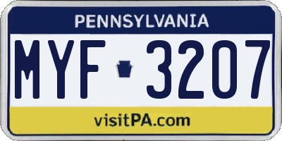 PA license plate MYF3207