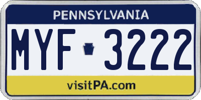PA license plate MYF3222