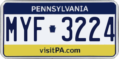 PA license plate MYF3224