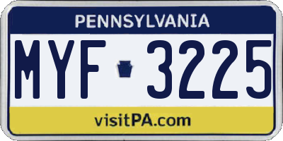 PA license plate MYF3225