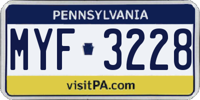 PA license plate MYF3228