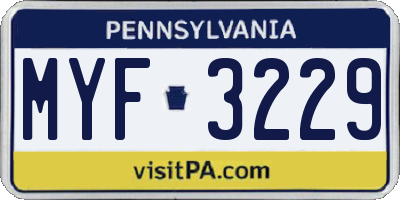 PA license plate MYF3229