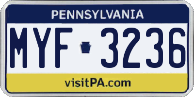 PA license plate MYF3236