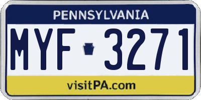 PA license plate MYF3271