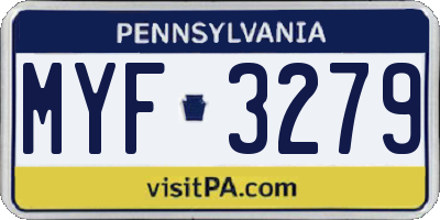 PA license plate MYF3279