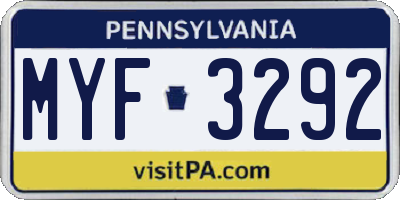 PA license plate MYF3292