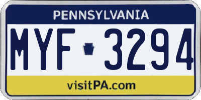 PA license plate MYF3294