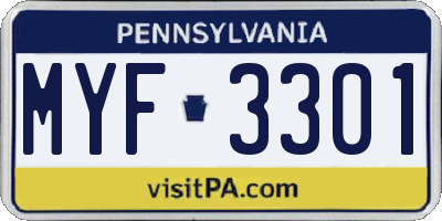 PA license plate MYF3301