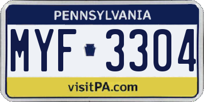 PA license plate MYF3304