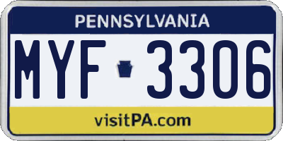 PA license plate MYF3306