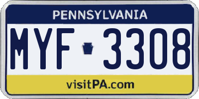 PA license plate MYF3308