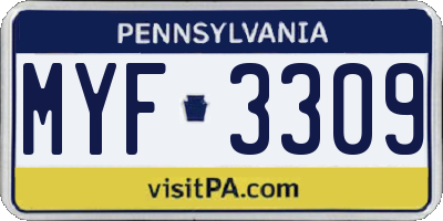 PA license plate MYF3309