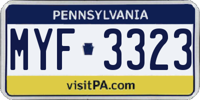 PA license plate MYF3323
