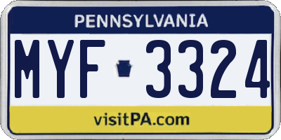 PA license plate MYF3324