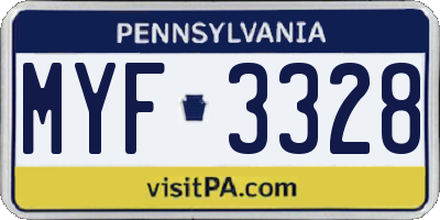 PA license plate MYF3328