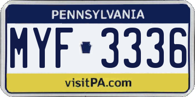PA license plate MYF3336