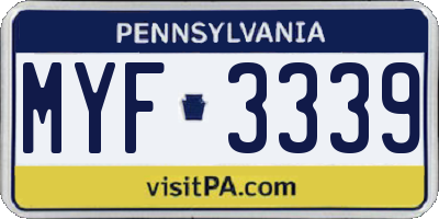 PA license plate MYF3339