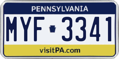 PA license plate MYF3341