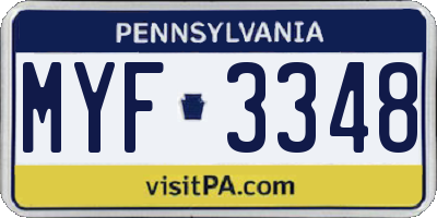 PA license plate MYF3348